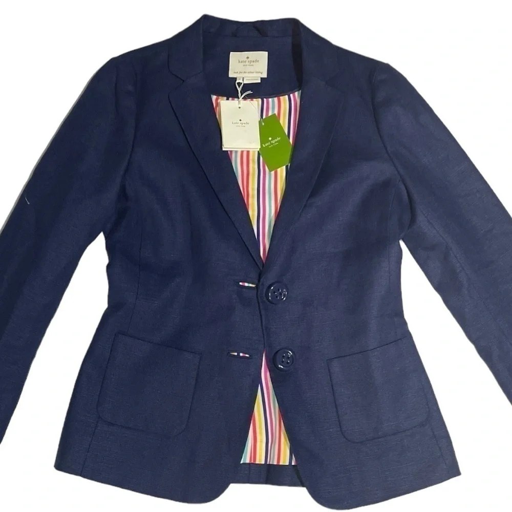Kate Spade Navy Blue Jacket Blazer Size 4 NWT